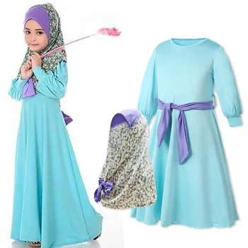 2021 Musulmonų Poliesteris Abaja Vaikams Malaizija su Hijab Jibabs Kaftan Mergaitė Princesė Dress Malda Drabužis CC01395