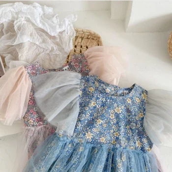 Merginos Gėlių Tutu Suknelė 2021 M. Vasarą Bab Medvilnės Atspausdinti Nesh Vaikiška Suknelė Princesė Drabužius 2-6T