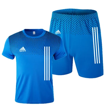 Vyriški šortai + T-marškinėliai, sportinės aprangos dviejų dalių vyriški sportiniai mokymo sportiniai, vyriški T-shirt vasaros laisvalaikio drabužiai kvėpuojantis