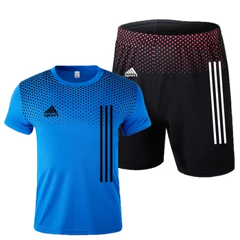 Vyriški šortai + T-marškinėliai, sportinės aprangos dviejų dalių vyriški sportiniai mokymo sportiniai, vyriški T-shirt vasaros laisvalaikio drabužiai kvėpuojantis