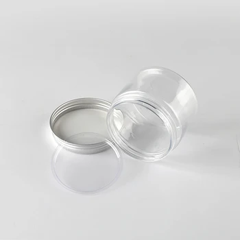 50g/100g/150g/200g/250g Permatomas Jar Aliuminio Dangtelis Tuščią Puodą Plastiko Daugkartiniai Kelionės Mėginio Buteliai Veido Kremas Bakas