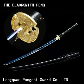 Aukštos kokybės Mangano plieno samurajus kardas/Kepinti mėlyna tikrai staigus Japonijos samurajų scimitar/katana/Toyo Ninja kovoja