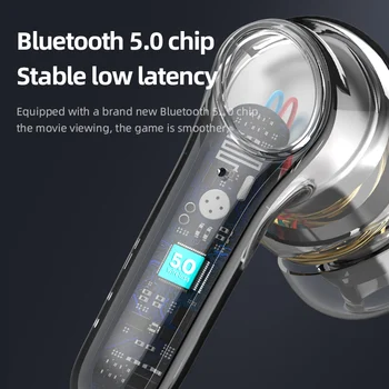 Tws Ausines Bluetooth 5.0 Ausinės Belaidės Ausinės su mikrofonu IPX6 Sporto ausis įkišamos Į ausis Touch Control Bass Ausinių