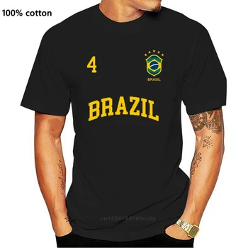 Mados Naujo Dizaino Medvilnės Vyrų Marškinėliai, Projektavimas Brazilija T-Shirt Skaičius 4 Brazilijos Soccers Komanda Sporter Marškinėliai Tee