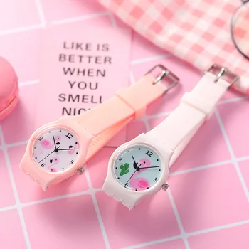 Vaikai Laikrodžiai Merginos Pink Cartoon Vaikų Laikrodžiai Baby Girl Dress Laikrodis Mielas Flamingo Kvarciniai Laikrodžiai Montre Enfant Relogio