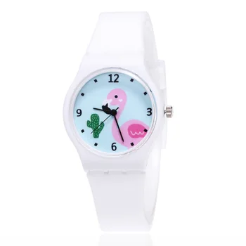 Vaikai Laikrodžiai Merginos Pink Cartoon Vaikų Laikrodžiai Baby Girl Dress Laikrodis Mielas Flamingo Kvarciniai Laikrodžiai Montre Enfant Relogio