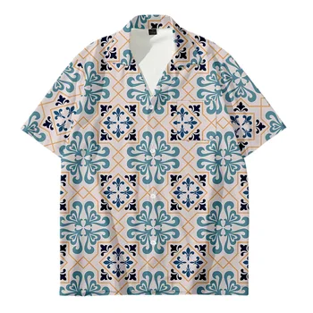 Vyriški Havajų Paplūdimys Marškinėliai Kūrybos Geometrinis Spausdinti Marškinėliai Topai Atsitiktinis Trumpas Rankovės Vasaros Atostogų metu Atostogų Mados Plius dydis