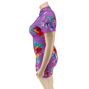 Vasaros Suknelės Moterims trumpomis Rankovėmis Puoštas Aukšto Juosmens Mini Suknelė Violetinė Gėlių Seksuali Suknelė Bodycon Didmeninė Dropshipping