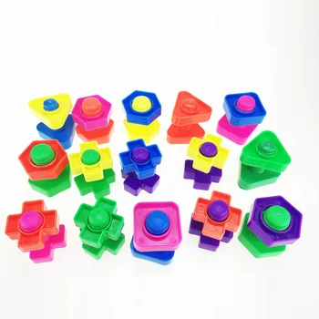 5 Varžtą, statyba blokai plastiko įterpti blokus, riešutų forma žaislai vaikams Švietimo Žaislai montessori modeliai