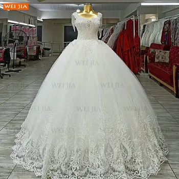 Kamuolys Suknelė Vestuvių Suknelė Iki 2021 M. Rankovių Nėrinių Trouwjurk Naujas Nekilnojamojo Nuotraukos Nuotakos Suknelės Ilgio Moterų Pelenė Vestido Casamento