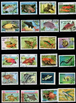 50Pcs/Daug Žuvų Antspaudas Tema Visi Skirtingi Iš įvairių Šalių, NE Kartoti Pašto ženklai su Pašto Ženklą, skirtą Rinkti