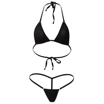 Micro bikini mayo Seksuali vientisa spalva kaklo Kabo maža mergaitė Beach Sun vonia, maudymosi kostiumėliai moterims, maudymosi kostiumėlį moteris biquini mini bikini