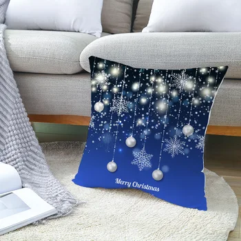 Mėlyna Geometrinis Kalėdų Purus Dekoratyvinė Pagalvėlė Padengti Snaigės Elnių Galvos Modelio Jeanette Namų Stendo Apkabinti Užvalkalas