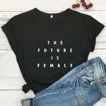 Ateitis Yra Moterų Feminizmas Marškinėliai Moterims Harajuku trumpomis Rankovėmis Marškinėlius Moterims Medvilnės Juoda Camisetas Mujer Atsitiktinis Femme T-shirt