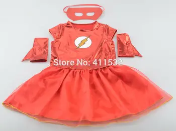 Merginos flash superhero cosplay kostiumai, fantasia vestido helovinas fancy Tutu suknelė Vaikai karnavalas šalies Aprangą nl135