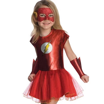 Merginos flash superhero cosplay kostiumai, fantasia vestido helovinas fancy Tutu suknelė Vaikai karnavalas šalies Aprangą nl135