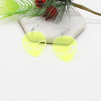 Kūrybos šviesą animacinių filmų svetimų akrilo auskarai aukštos kokybės fluorescencinė žalia ponios šalies klubą papuošalai dovana