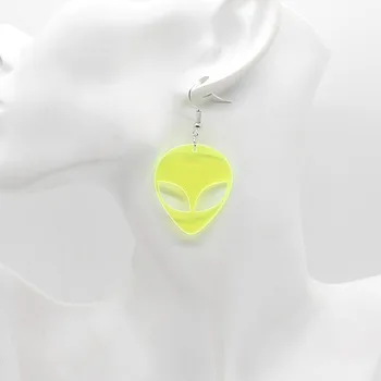 Kūrybos šviesą animacinių filmų svetimų akrilo auskarai aukštos kokybės fluorescencinė žalia ponios šalies klubą papuošalai dovana