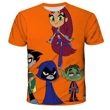 Vasaros Teen Titans Eiti Animacinių filmų T-shirt 3D Spausdinimo Drabužiai Berniukams, Mergaitėms Viršūnes Vaikams Laisvalaikio Energingas Anime Drabužiai