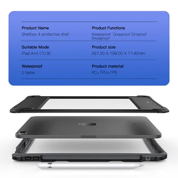 IP68 Nekilnojamojo Vandeniui Case For iPad 4 Oro 10.9 2020 10.2 Visiškai Apsaugoti Aišku, Dangtelis, Skirtas 