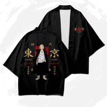 Tokijo Revengers Cosplay T-shirt Hanagaki Takemichi Ken Ryuguji Haori Anime Marškinėliai Poliesteris Vasaros Trumpas rankovėmis Viršūnes Tees