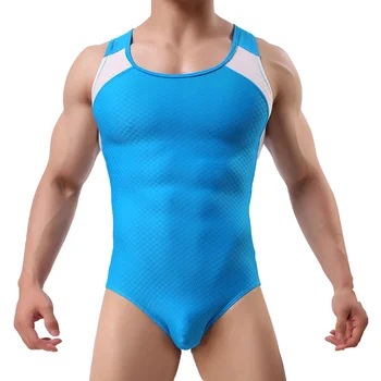Vyrai Undershirts Leotard Seksualus Trimito Dėklas Bodysuits Dirželius Treniruoklių Salėje, Imtynių Singlet Jumpsuits Apatiniai vientisas maudymosi kostiumėlis