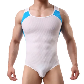 Vyrai Undershirts Leotard Seksualus Trimito Dėklas Bodysuits Dirželius Treniruoklių Salėje, Imtynių Singlet Jumpsuits Apatiniai vientisas maudymosi kostiumėlis