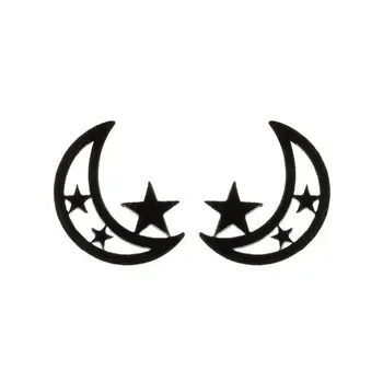 Nerūdijančio Plieno Crescent Moon Star Auskarai Moterų Mados Žvaigždėtą Papuošalai Korėjos Minimalistinio Tuščiaviduriai Auskarai Kolczyki Didmeninės