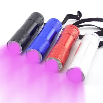 Mini 9 LED UV Žibintuvėlis mini Violetinės spalvos apšvietimas Ultra Violet Flash Žibintuvėlis Šviesos lempos linterna Pinigų aptikimo AAA