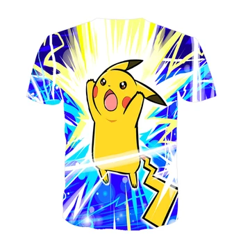 2021 Vasaros Drabužių Mados T Marškinėliai Vaikams Viršūnes Pikachu Anime 3D T-marškinėliai Berniukams, Mergina Animacinių filmų Topai Mielas Kūdikis Pokemon Vaikai Tees