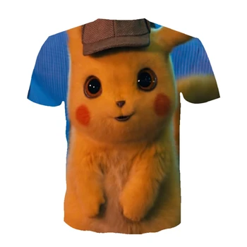 2021 Vasaros Drabužių Mados T Marškinėliai Vaikams Viršūnes Pikachu Anime 3D T-marškinėliai Berniukams, Mergina Animacinių filmų Topai Mielas Kūdikis Pokemon Vaikai Tees