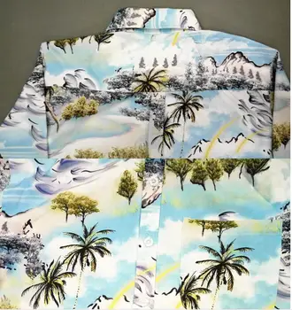 Didelis Naujas 19ss Vyrų Skaitmeninis Havajų kokoso Mados Medvilnės Atsitiktinis Marškinėliai Marškinėliai aukštos kokybės Kišenėje ilgą rankovėmis Viršuje S 2XL #C94