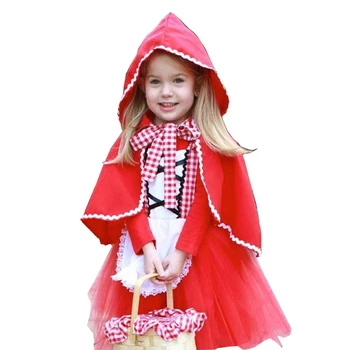 Raudona Jojimo Hood Mergaitėms Helovinas Kostiumas Little Red Riding Hood Kostiumas Kūdikių Suknelė su Žaliuoju