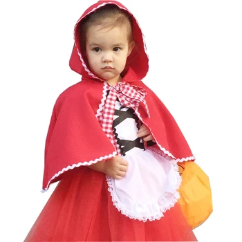 Raudona Jojimo Hood Mergaitėms Helovinas Kostiumas Little Red Riding Hood Kostiumas Kūdikių Suknelė su Žaliuoju