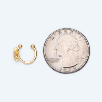 10vnt Kubinis Cirkonis Reguliuojamas Aukso Clip-on Ear Viela, Auksą, padengtą Žalvario Earwire Auskarai Įrašai (GB-1336)