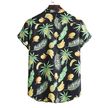 Kubos Vyrų Marškinius, Bananų, Ananasų Spausdinti Havajų Topai Marškinėliai Vyrams Vasaros trumpomis Rankovėmis Beach Dėvėti Atsitiktinis Atogrąžų Chemise Homme