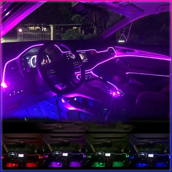 Led Automobilio Interjero, Aplinkos Šviesos App/Nuotolinio Valdymo RGB Nuotaika Šviesos Apšvietimas Auto Interjero Dekoratyvinis Atmosfera Žibintai