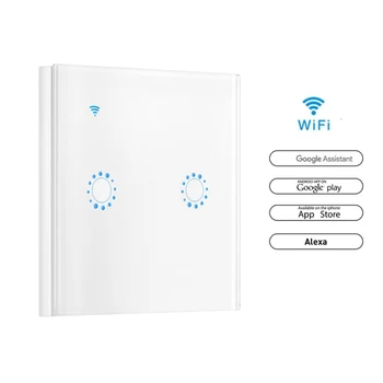 Wifi Smart Šviesos Stiklo plokštės Jungiklis Touch Valdymas Balsu Belaidžio Šviesos Sienos Jungikliai Su Nuotolinio Tuya Alexa, Google Namo 1-3Gang
