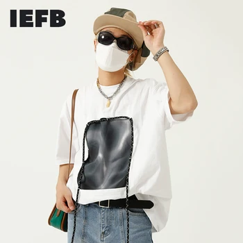 IEFB Vyrų Dizainas, Spausdinimo Negabaritinių marškinėliai Vyrams 2021 Nauja Tendencija Prarasti Apvalios Kaklo Vasaros Trumpas Rankovėmis Tee Viršūnes Juoda Balta 9Y7794