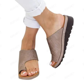Moterų Sandalai 2021 Naujus moteriškus Batelius Nežiūriu Platforma Butas Vienintelė Ortopedinių Guz Korektorius Plius Dydis 35-43 Laisvalaikio Bateliai Moteris