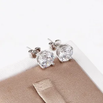 Karšto Bauda 925 Sterlingas sidabro diamond stud auskarai moterų mados Žavesio šalis, vestuvių, sužadėtuvių klasikinis papuošalai Atostogų dovanų