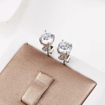 Karšto Bauda 925 Sterlingas sidabro diamond stud auskarai moterų mados Žavesio šalis, vestuvių, sužadėtuvių klasikinis papuošalai Atostogų dovanų