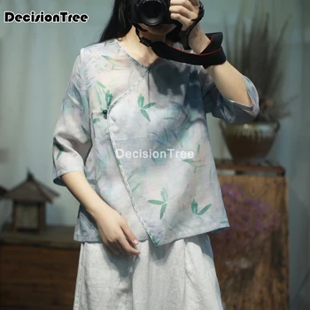 2021 kinijos stalviršiai, dažytos gėlės qipao palaidinė cheongsam marškinėliai kinų stiliaus cheongsam palaidinė tradicinės kinų apranga moterims