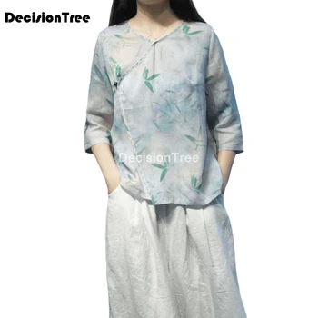 2021 kinijos stalviršiai, dažytos gėlės qipao palaidinė cheongsam marškinėliai kinų stiliaus cheongsam palaidinė tradicinės kinų apranga moterims