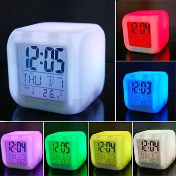 Multi-Funkcija, LED Skaitmeninis Laikrodis-Žadintuvas Nešiojamų Spalvų Kaita, Skaitmeninės Žėrintis Žadintuvas Namų Miegamajame Staliniai Laikrodžiai Vaikams