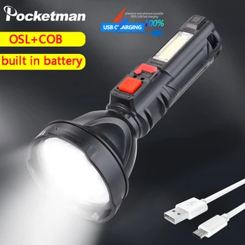 Pocketman 20000LM 4-pavarų 500m Ilgo Nuotolio Žibintuvėlis USB Įkrovimo Žibintuvėlis Žibintų Fakelas COB Darbo Lemputė su įmontuota baterija