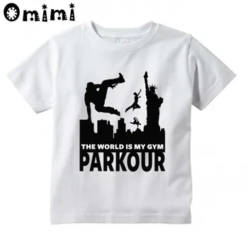 Vaikai Parkour Dizaino Marškinėliai Berniukams/Mergaitėms Labai Kawaii trumpomis Rankovėmis Viršūnes Vaikų Juokinga White T-Shirt,ooo6056