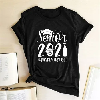 Harajuku Vyresnysis 2021 Laiškas Spausdinti Moterų Marškinėliai trumpomis Rankovėmis Apvalios Kaklo Prarasti Femme T-shirt Vasaros Drabužių Moterims Topai