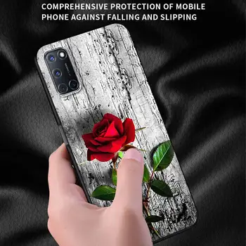 Mados Raudonos Rožės Telefoną Atveju Realme C3 6 5 7 Pro X50 XT 5G C11 Galinio Dangtelio KOLEGA A52 A9 Rasti X2 Lite Juodas Apvalkalas