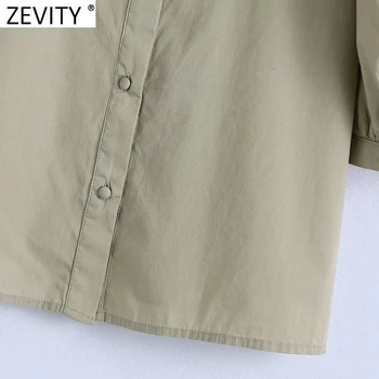 Zevity 2021 Moterų Derliaus Pasukite Žemyn Apykaklės Gėlių Siuvinėjimas Smock Palaidinė Moteriška Klostyti Sluoksniuotos Rankovėmis Marškiniai, Elegantiškos Blusas Viršūnes LS9362